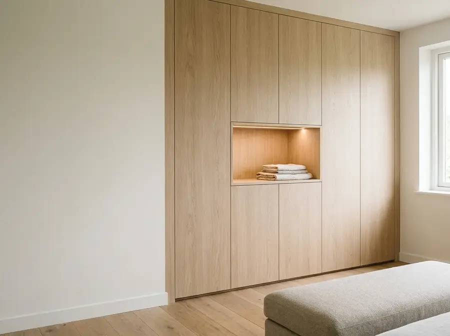 Neuer Einbauschrank nach Maß aus Eiche bis zur Decke