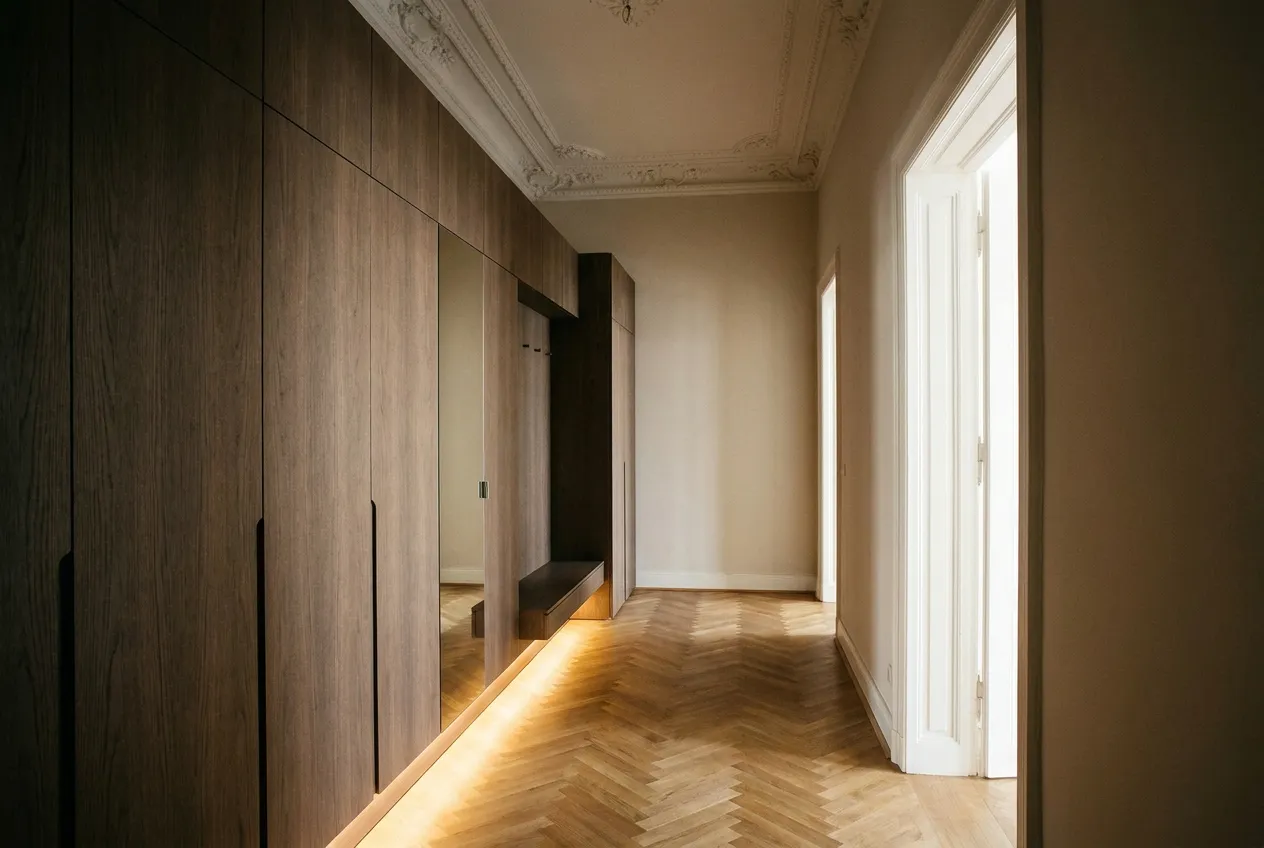 Einbauschrank nach Maß in einem Altbau-Vorzimmer in Linz